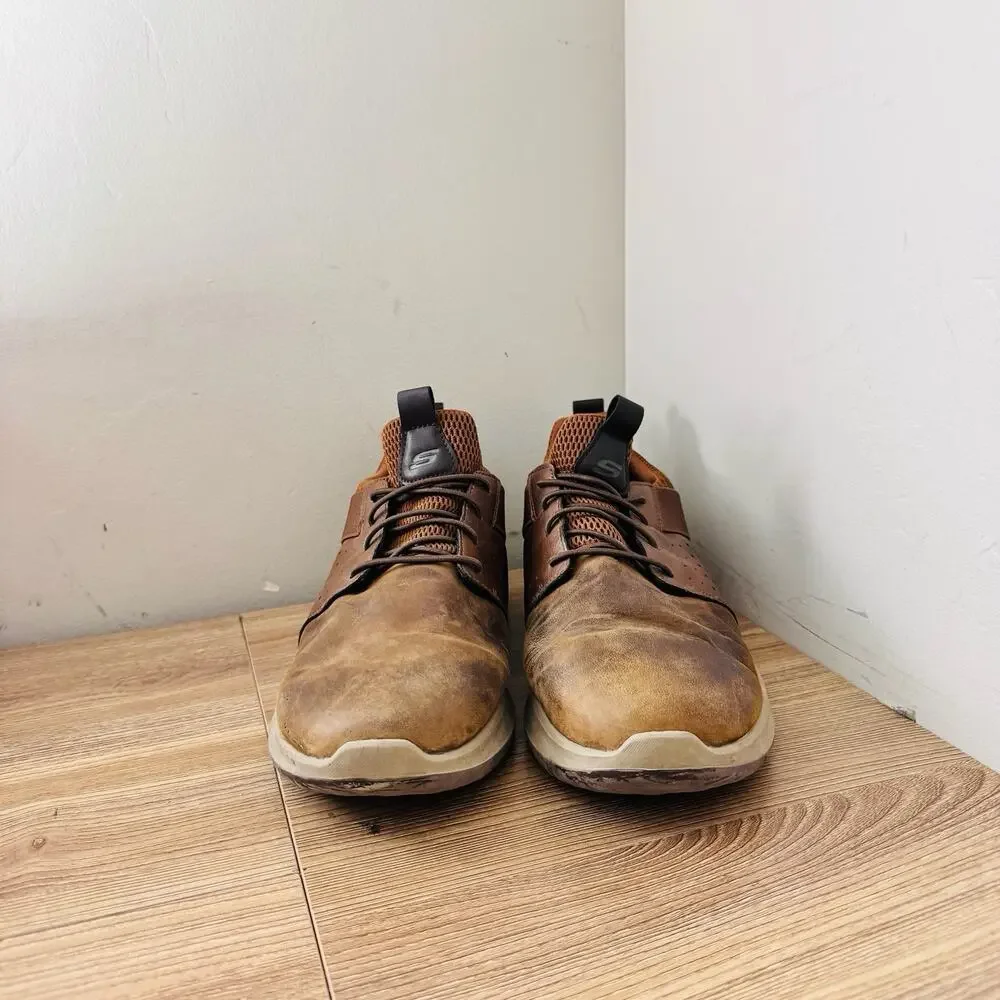 Skechers Delson Axton sneakers Brown Leather Men’s Size 12